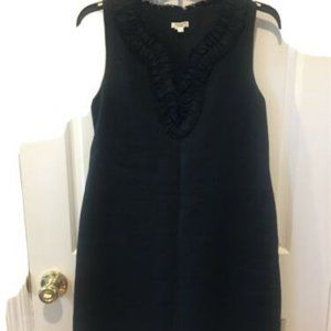 Kate Spade Black Linen Ruffle Front Dress Size Med